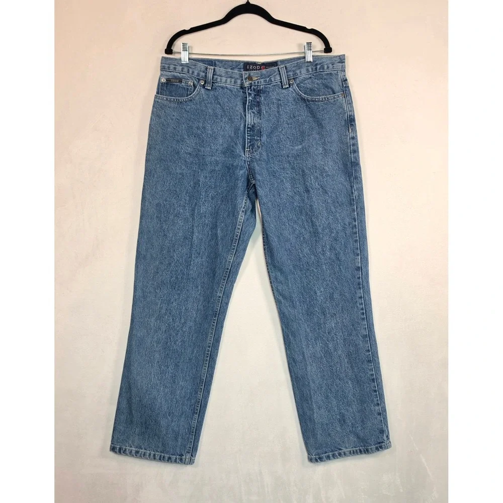 Vintage IZOD Jeans Men's 36x32 Light Wash Relaxed Fit Straight Leg Denim Classic